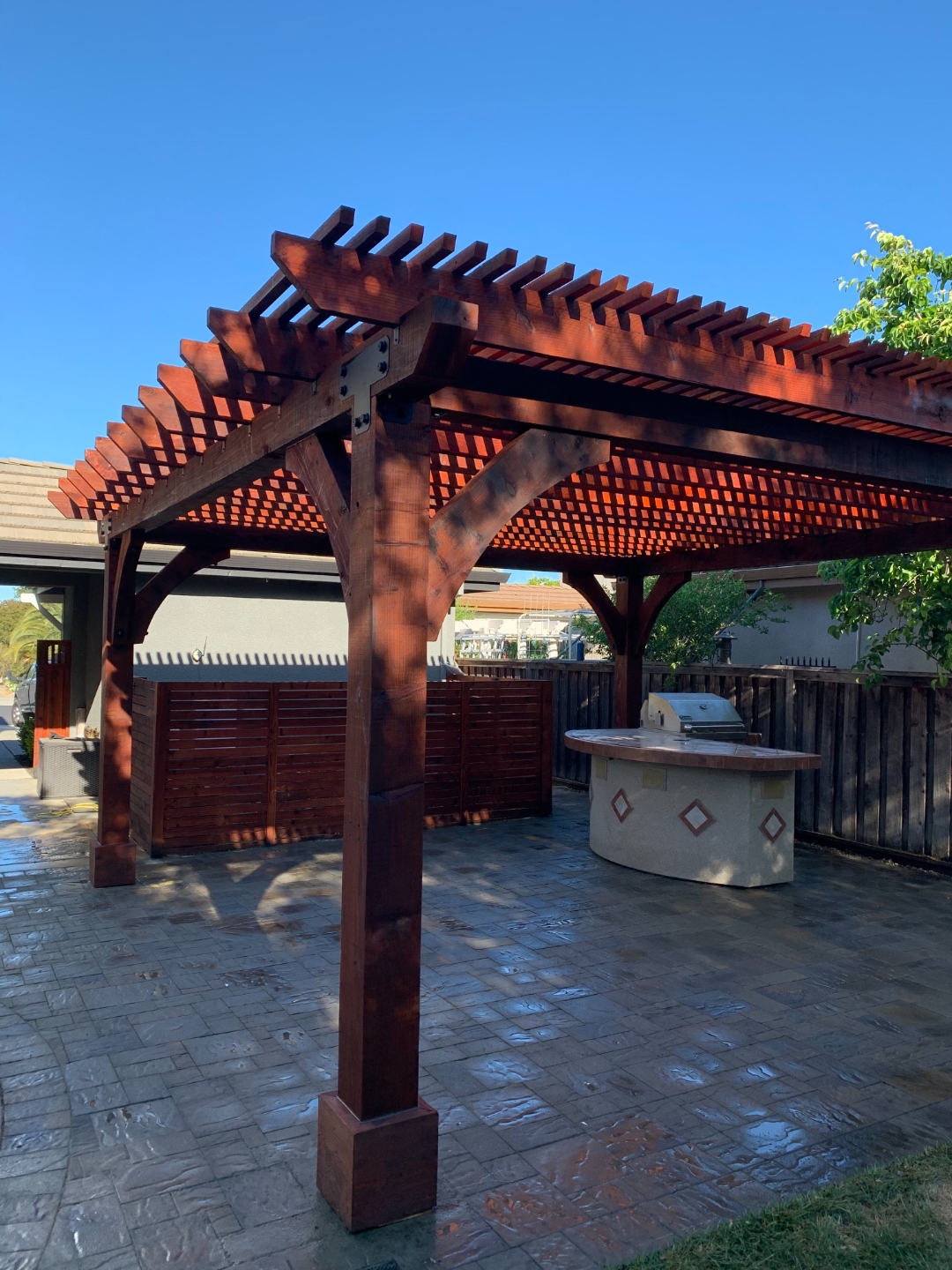 Pergola and deck installation by Cut Once Construction in the Tri-Valley