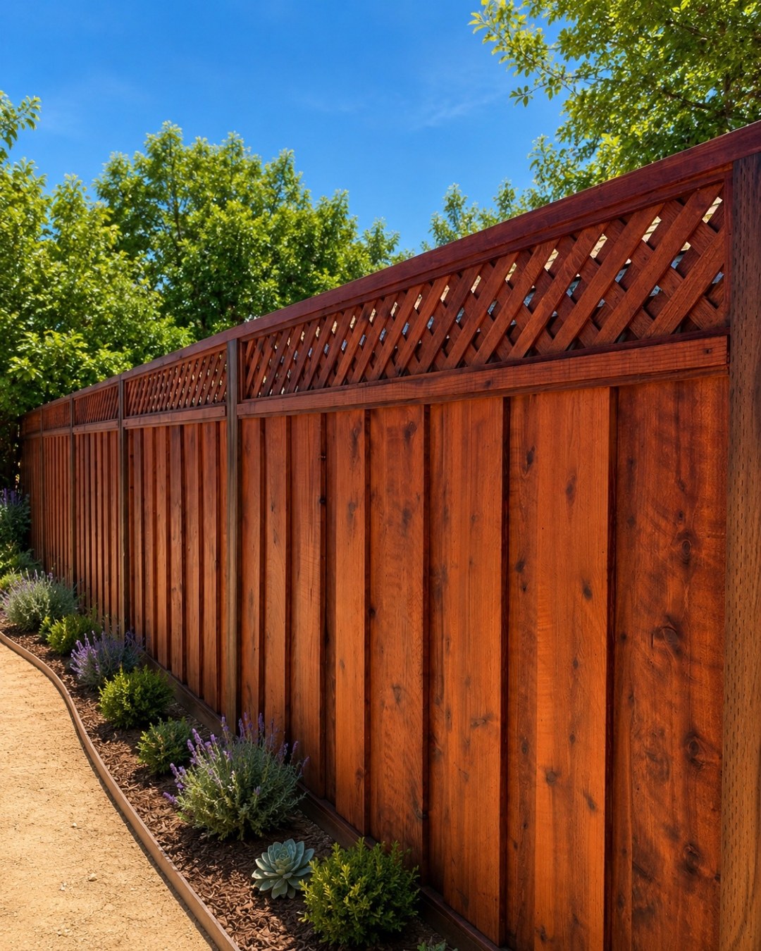 Redwood privacy fence installed by Cut Once Construction in Livermore CA — Tri-Valley fence contractor